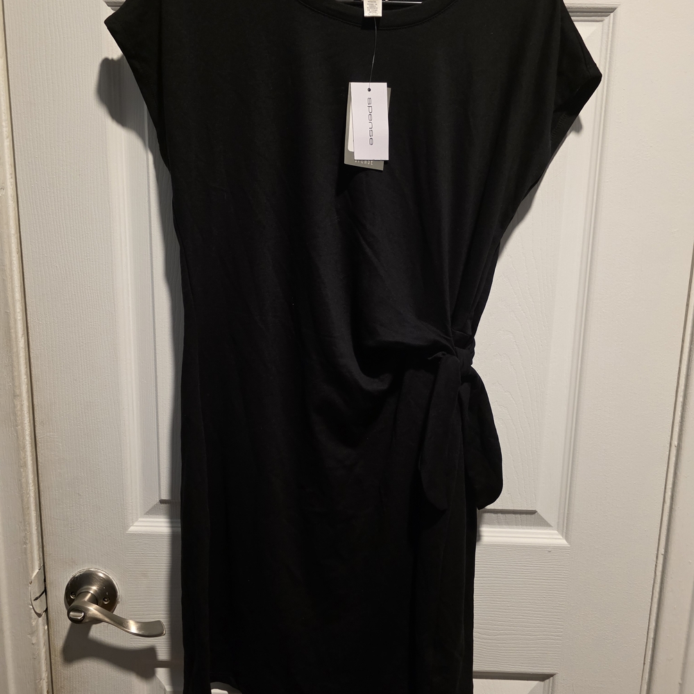Summer  Black Midi Dress with Side Knot NWT..Size M